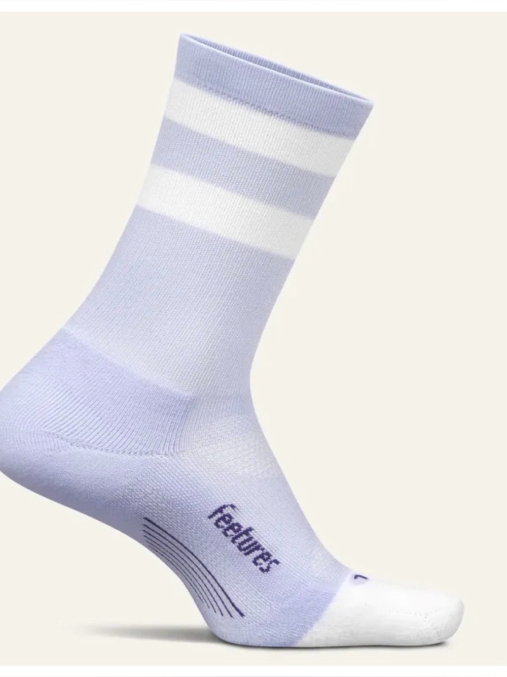 Elite Light cushion Mini Crew socks by Feetures “Lilac High Top Stripe” S